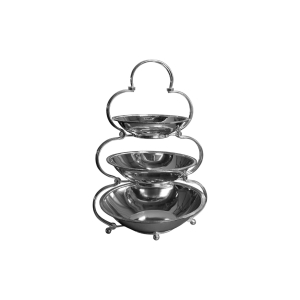 PORTA DOCE ORNAMENTAL 3 NÍVEIS PRATA 