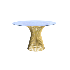 MESA PLATNER DOURADA COM VIDRO
